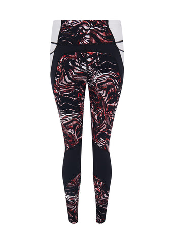 Prowess Print Block Leggings - Red Shadow